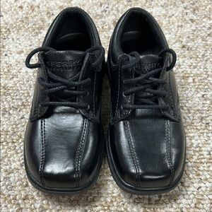 SPERRY Top-Sider Black Leather Dress Shoes  Boy 10.5 W (Worn Once in Wedding)